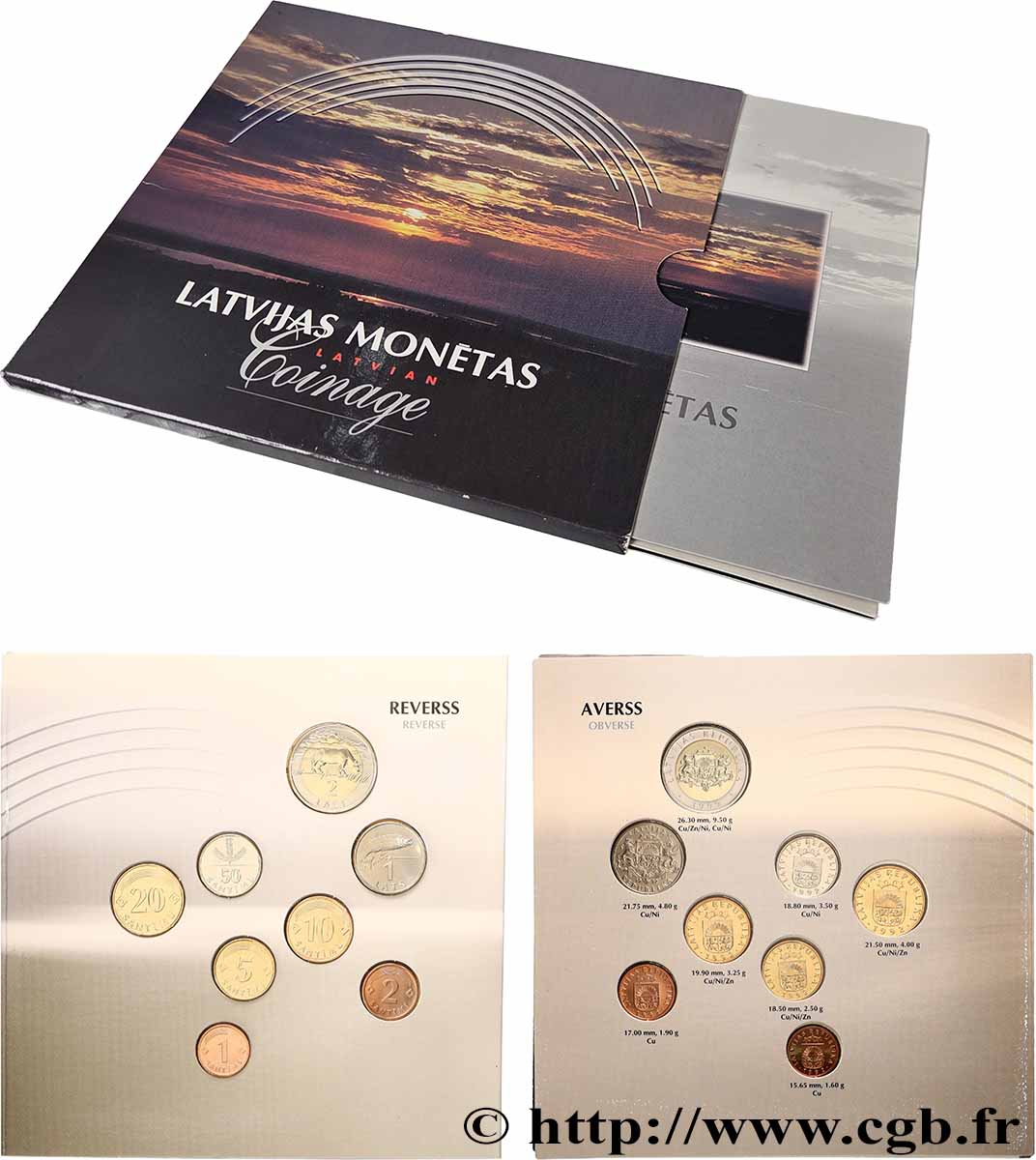 LATVIA Série 8 monnaies 1992 MS