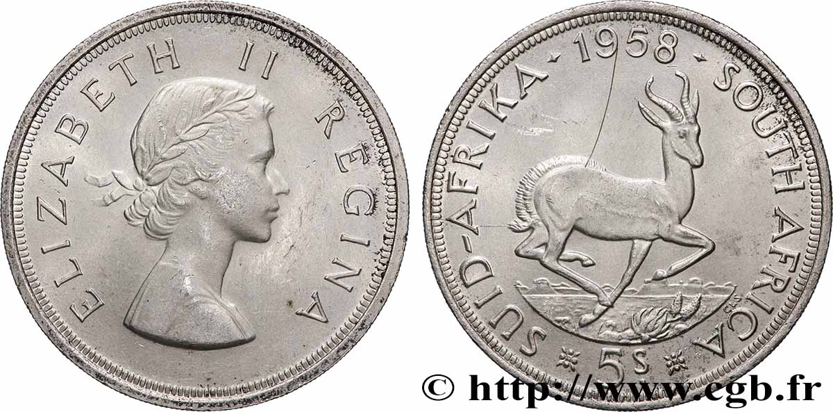 SUDAFRICA 5 Shillings Elisabeth II 1958 Pretoria SPL