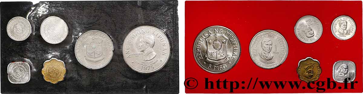 PHILIPPINES Lot de 6 monnaies 1975 Franklin Mint MS