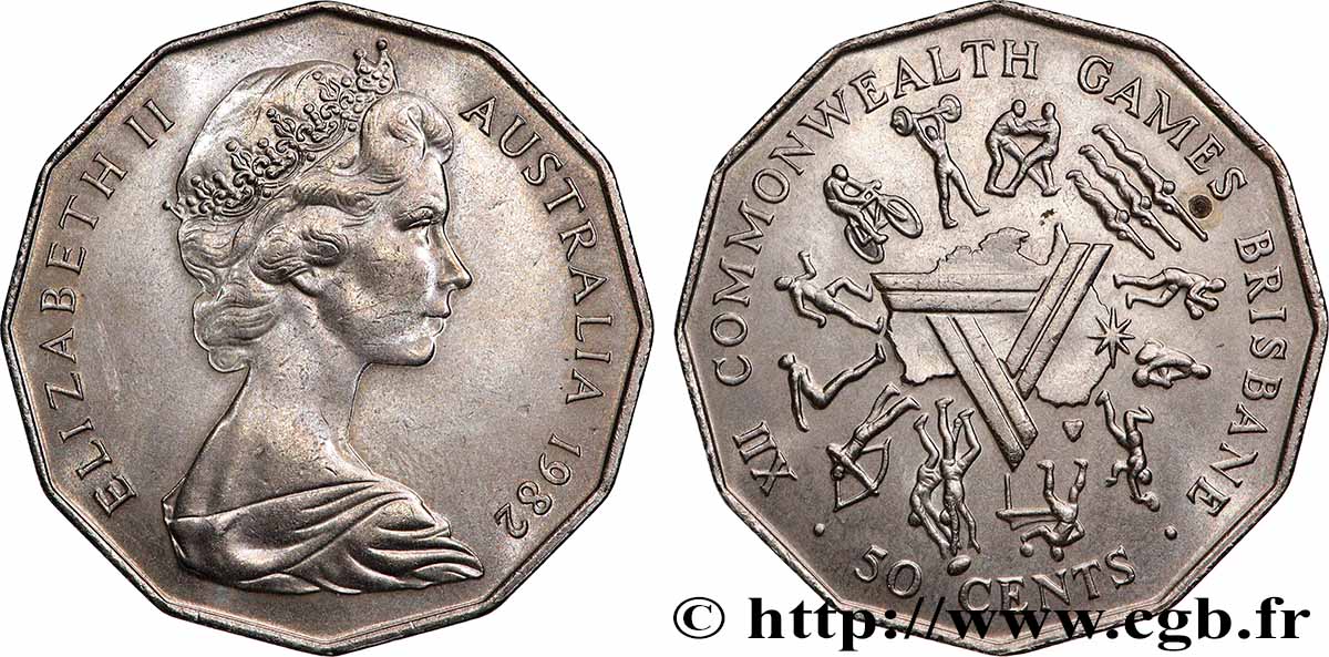 AUSTRALIA 50 Cents XIIe jeux du Commonwealth 1982 SPL