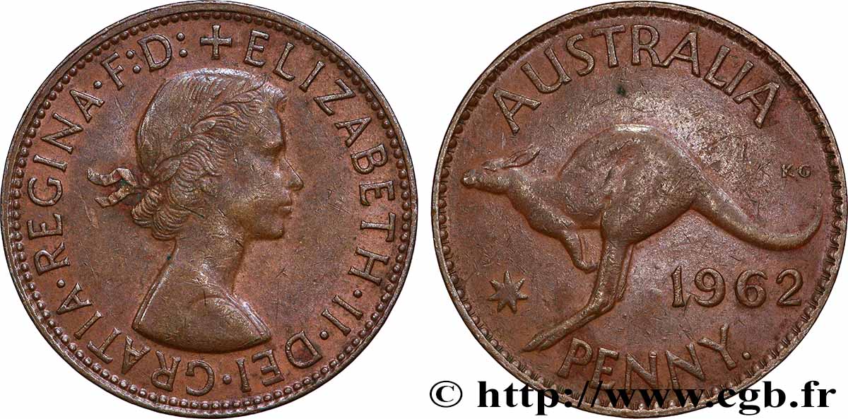 AUSTRALIE 1 Penny Élisabeth II 1962 Perth TTB