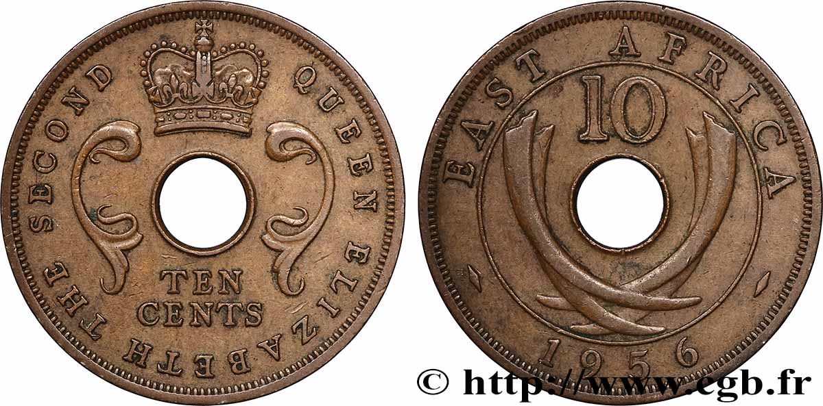 EAST AFRICA 10 Cents (Elisabeth II) 1956 Londres XF