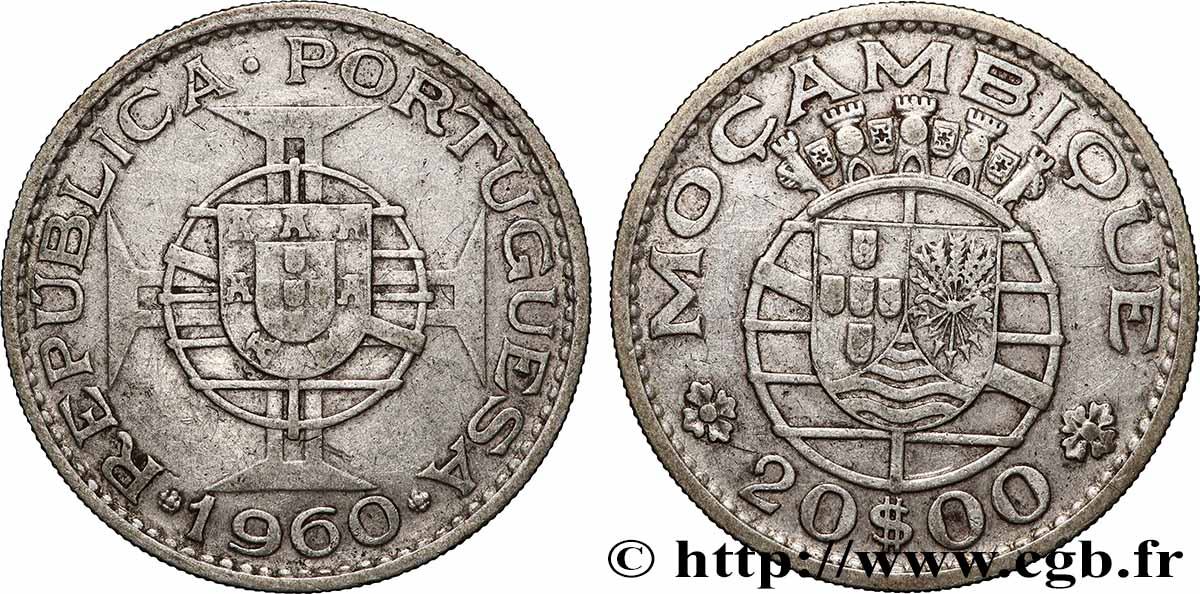 MOZAMBIQUE 20 Escudos 1960 Lisbonne TTB