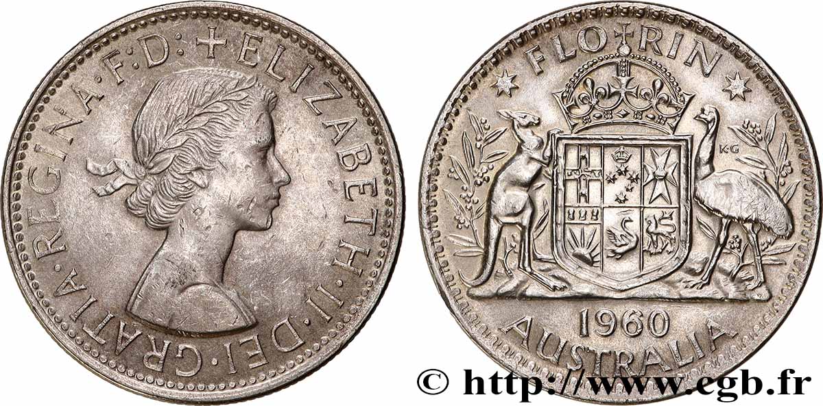 AUSTRALIA 1 Florin Elisabeth II 1960 Melbourne AU