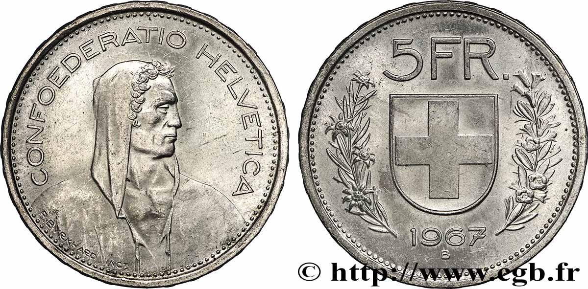 SVIZZERA 5 Francs 1967 Berne q.SPL