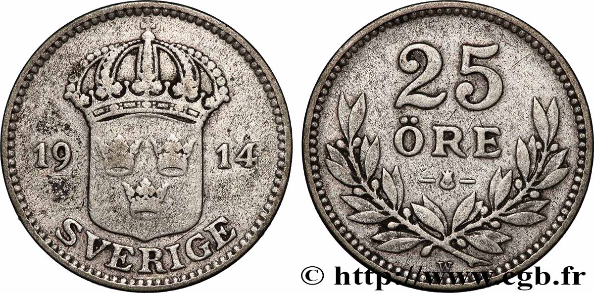 SVEZIA 25 Ore Gustave V 1914 Kungsholmen q.BB