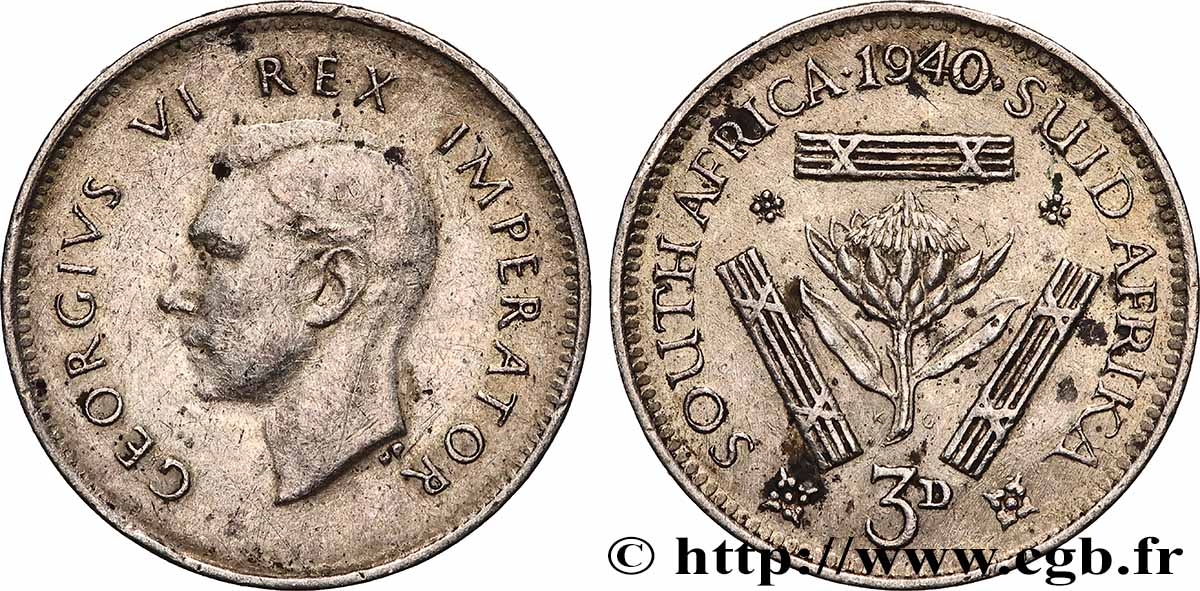 AFRIQUE DU SUD 3 Pence Georges VI 1940 Pretoria TTB