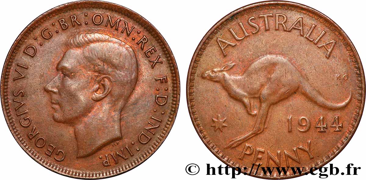 AUSTRALIE 1 Penny Georges VI 1944 Perth TTB