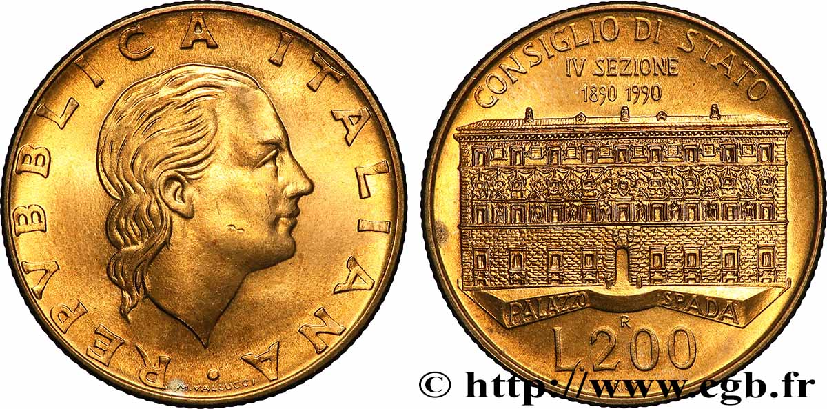 ITALIEN 200 Lire Palais Spada - Conseil d’Etat 1990 Rome fST