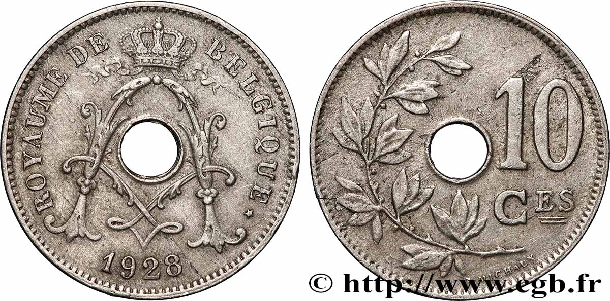 BELGIO 10 Centimes Albert Ier 1928 Bruxelles BB