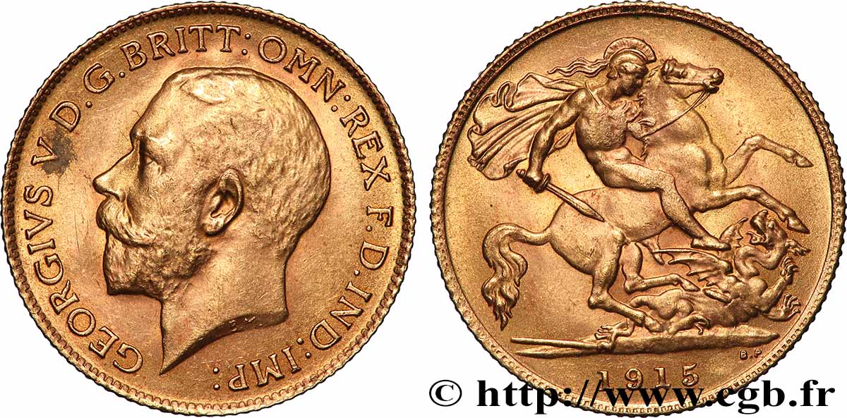 OR, PALLADIUM ET PLATINE INVESTISSEMENT 1/2 Souverain Georges V 1915 Londres TTB+