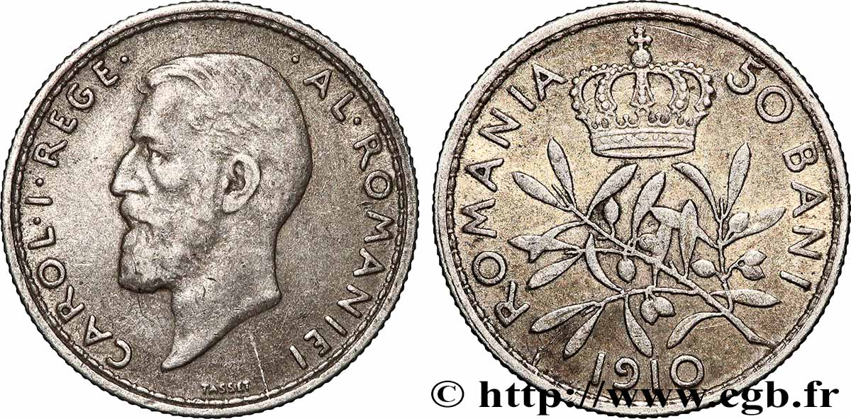 ROUMANIE 50 Bani Charles Ier 1910 TTB