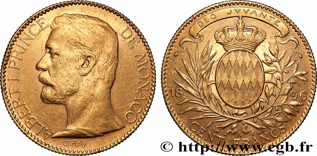 MONACO 100 Francs or Albert Ier 1896 Paris AU