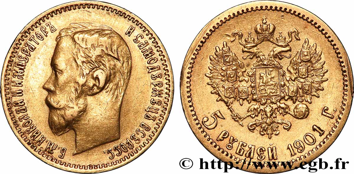 RUSSIA - NICHOLAS II 5 Roubles 1901 Saint-Petersbourg AU