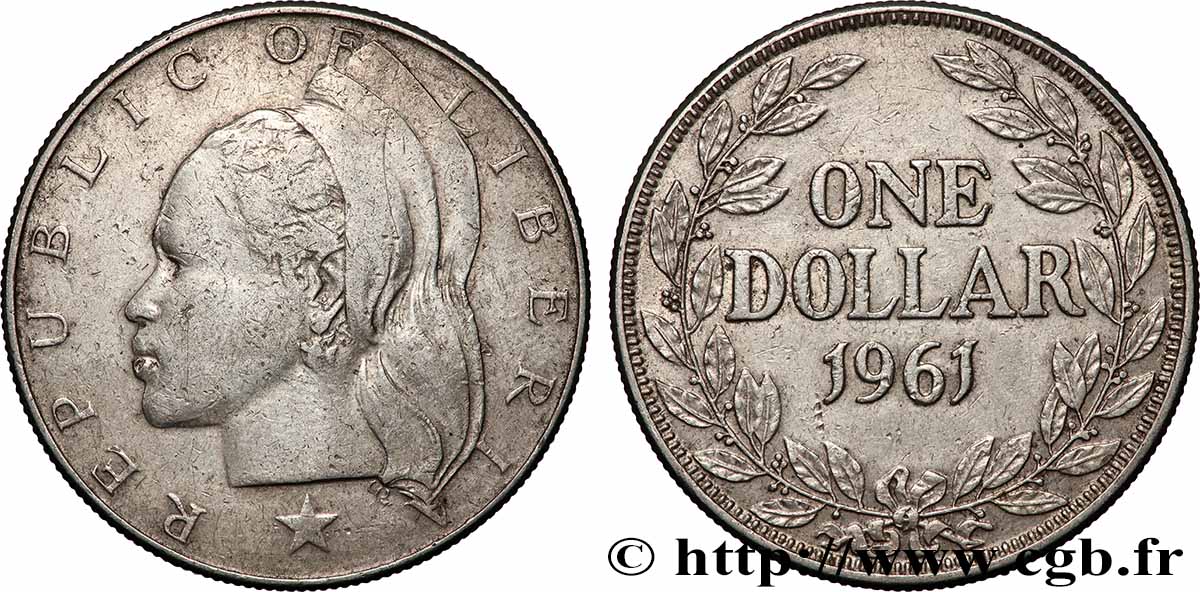 LIBERIA 1 Dollar femme africaine 1961 Philadelphie XF