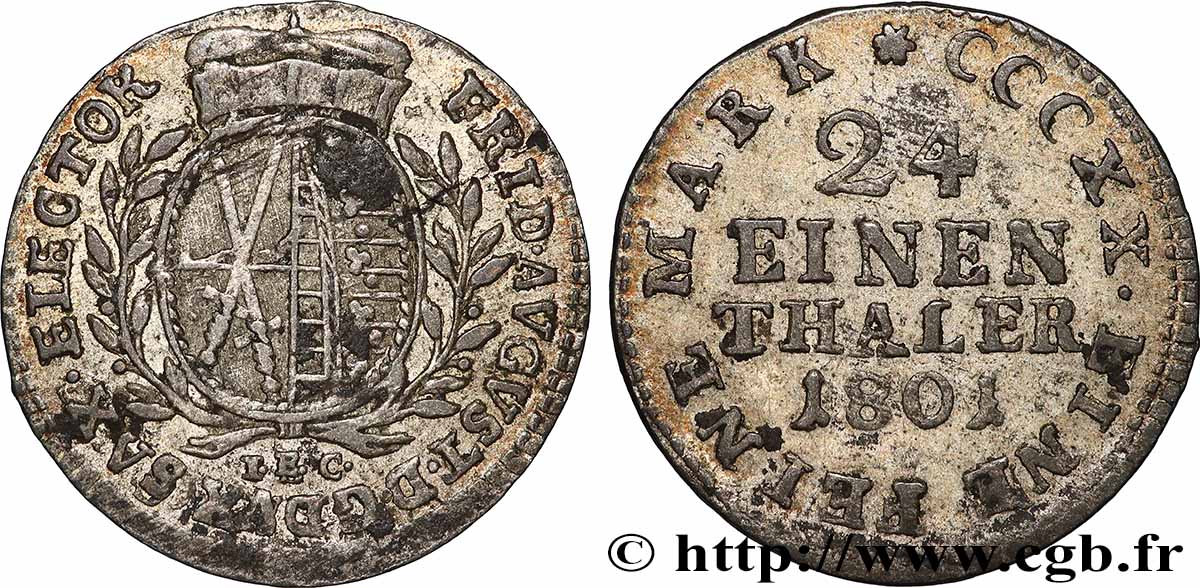 ALLEMAGNE - SAXE 1/24 Thaler Frédéric-Auguste III 1801 Dresde TTB