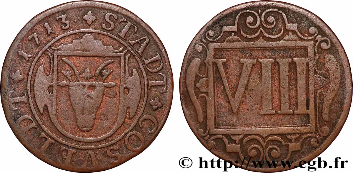 ALLEMAGNE - COESFELD VIII Pfennig emblème 1713 TB+