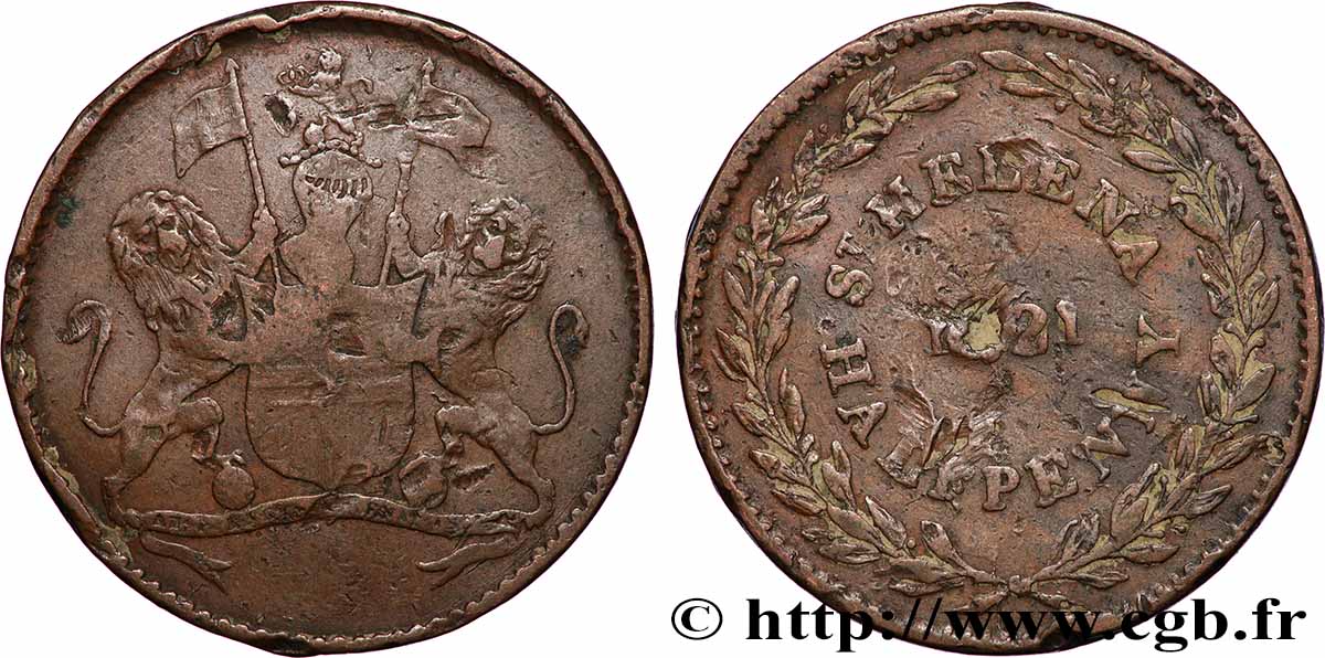 SAINTE HÉLÈNE 1/2 Penny 1821 B
