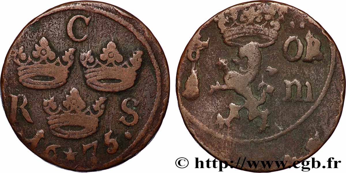 SUÈDE 1/6 ore Charles XI 1675 Avesta TTB
