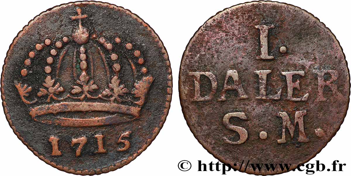 SUÈDE 1 Daler Couronne au nom de Charles XII 1715 TB+