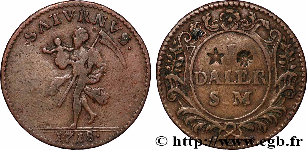 SUÈDE 1 Daler Charles XII ‘Saturnus” 1718 TB+