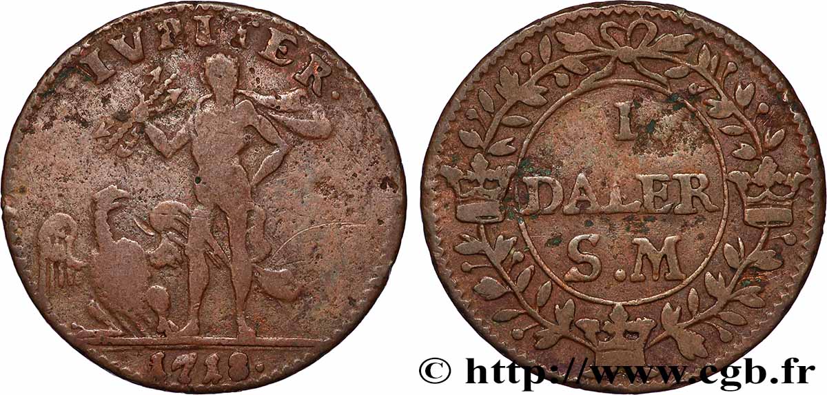 SUÈDE 1 Daler “Jupiter” 1718 TB