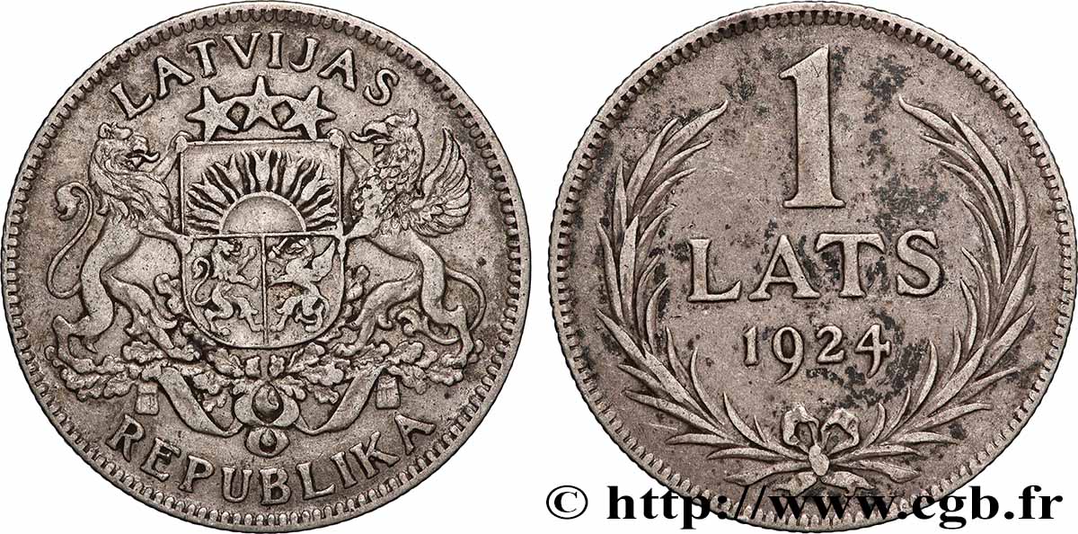LETTONIE 1 Lats emblème 1924 Londres TTB