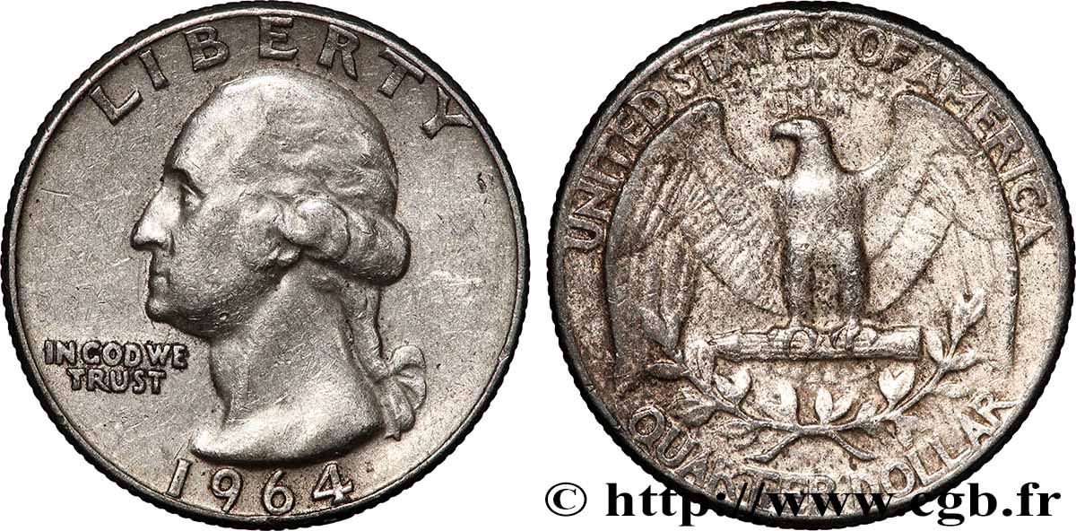 STATI UNITI D AMERICA 1/4 Dollar Georges Washington 1964 Philadelphie q.SPL