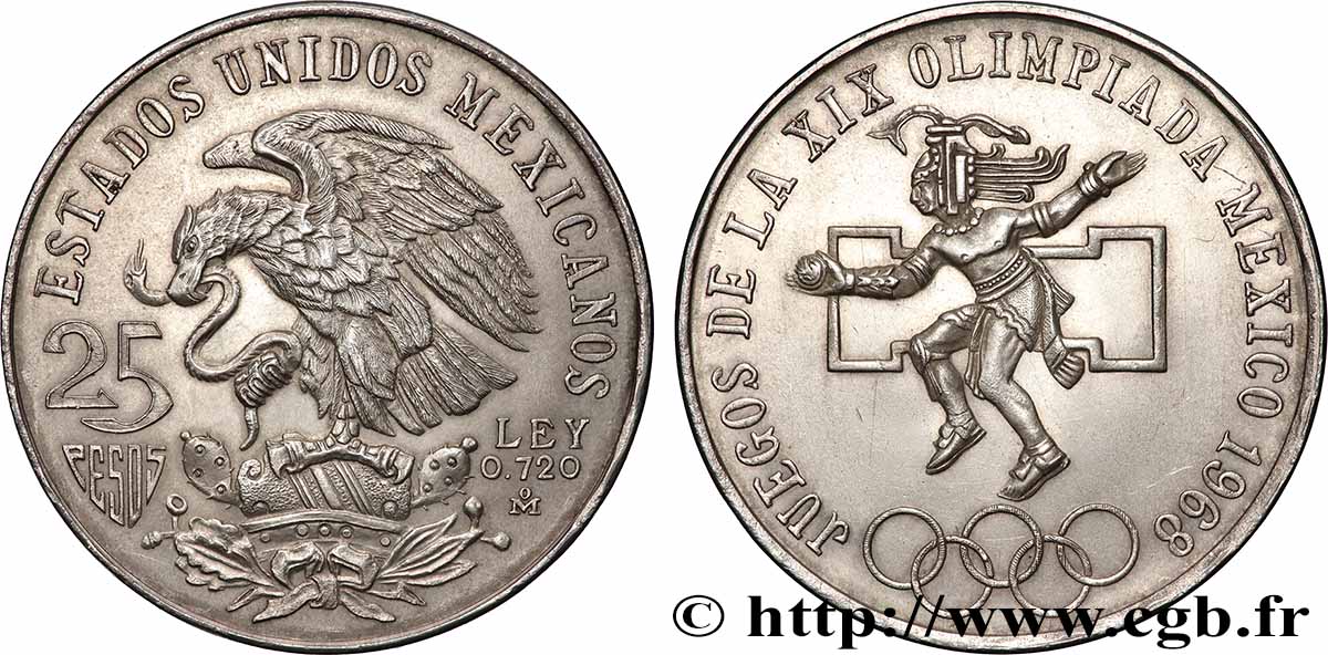 MEXICO 25 Pesos Jeux Olympiques de Mexico 1968 Mexico AU