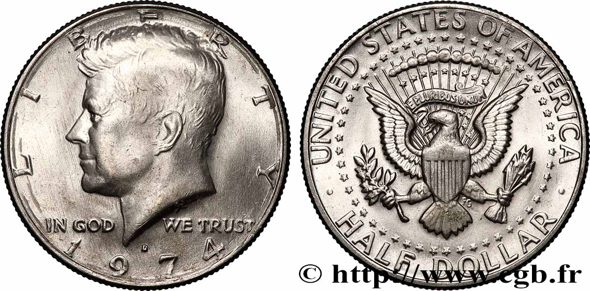 UNITED STATES OF AMERICA 1/2 Dollar Kennedy 1974 Denver AU