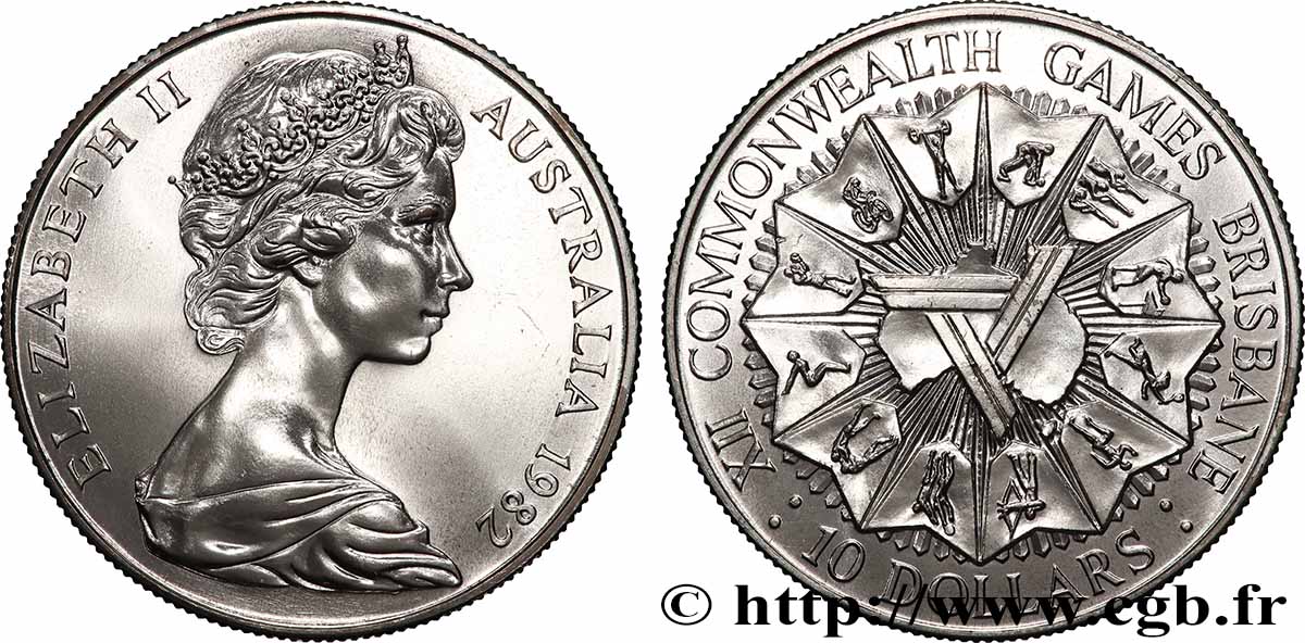 AUSTRALIE - ÉLISABETH II 10 Dollars XXIe Jeux du Commonwealth 1982 fST