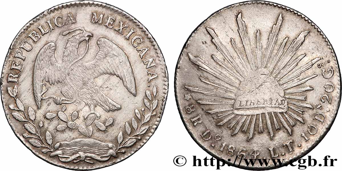 MEXIKO 8 Reales 1864 Durango - D° fVZ