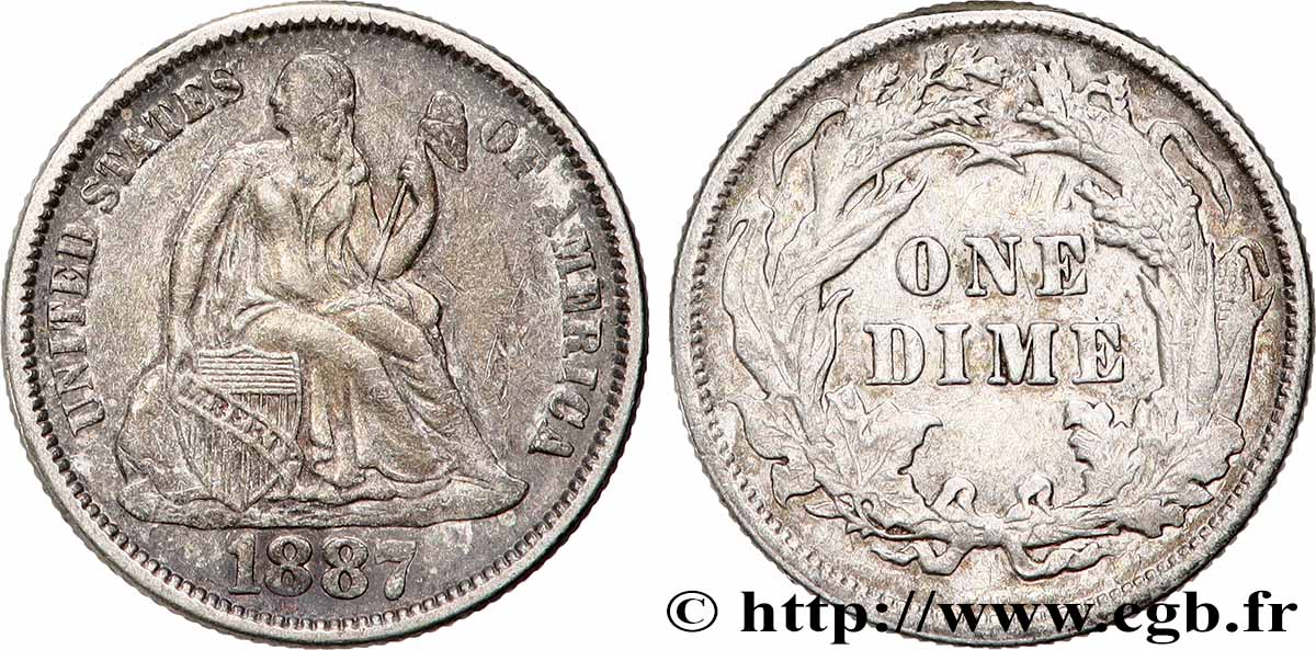 VEREINIGTE STAATEN VON AMERIKA 1 Dime Liberté assise 1887 Philadelphie fSS