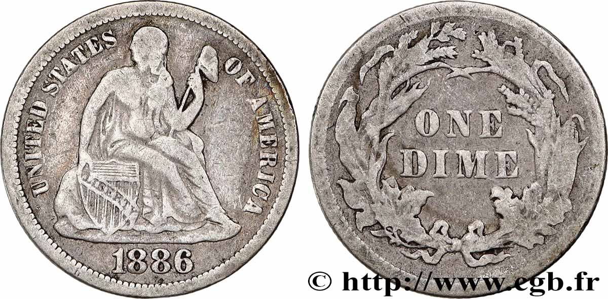 VEREINIGTE STAATEN VON AMERIKA 1 Dime Liberté assise 1886 Philadelphie S