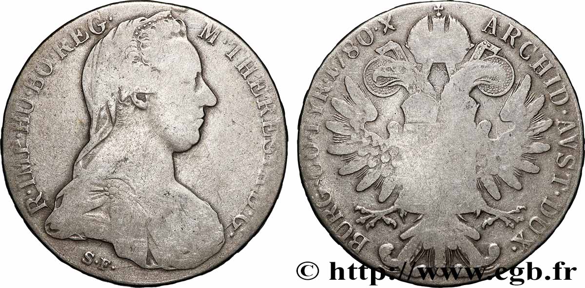 SILVER INVESTMENT 1 Thaler (REFRAPPE) Marie-Thérèse 1780 Vienne VF