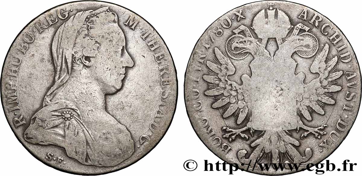 ARGENTO INVESTIMENTO 1 Thaler (REFRAPPE) Marie-Thérèse 1780 Vienne q.BB
