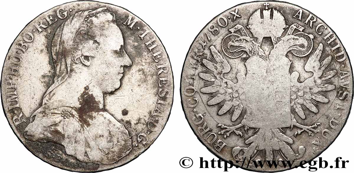 SILBER-INVESTMENT 1 Thaler (REFRAPPE) Marie-Thérèse 1780 Vienne fSS