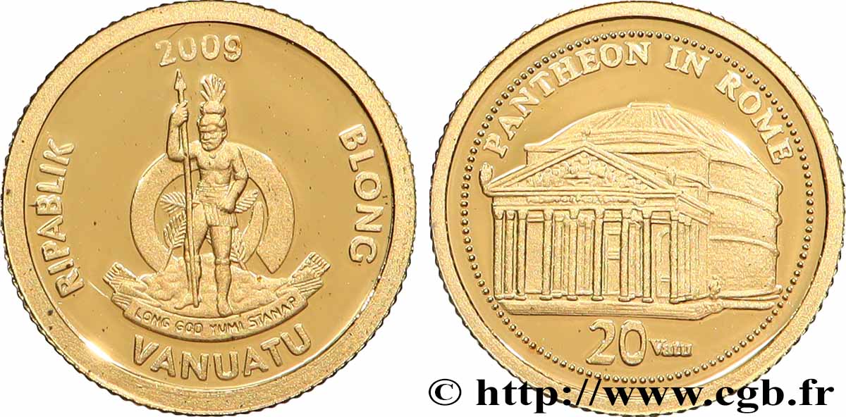 VANUATU 20 Vatu Proof Panthéon de Rome 2009 MS
