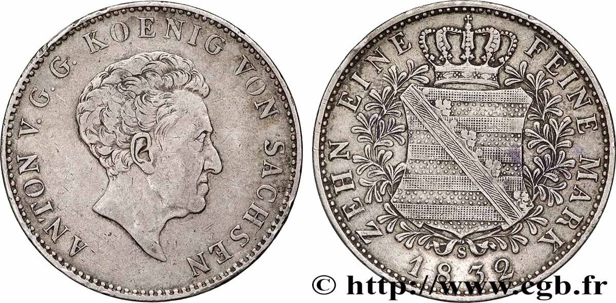 ALLEMAGNE - ROYAUME DE SAXE - ANTOINE Thaler 1832 Dresde XF