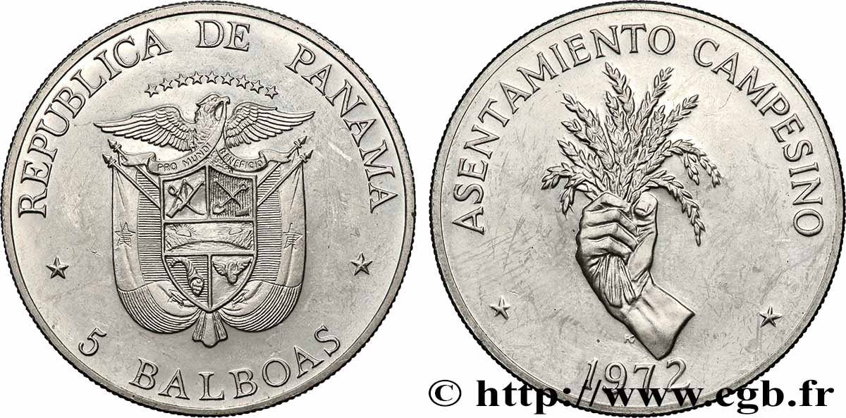 PANAMA 5 Balboas Proof FAO 1972 Franklin Mint SPL