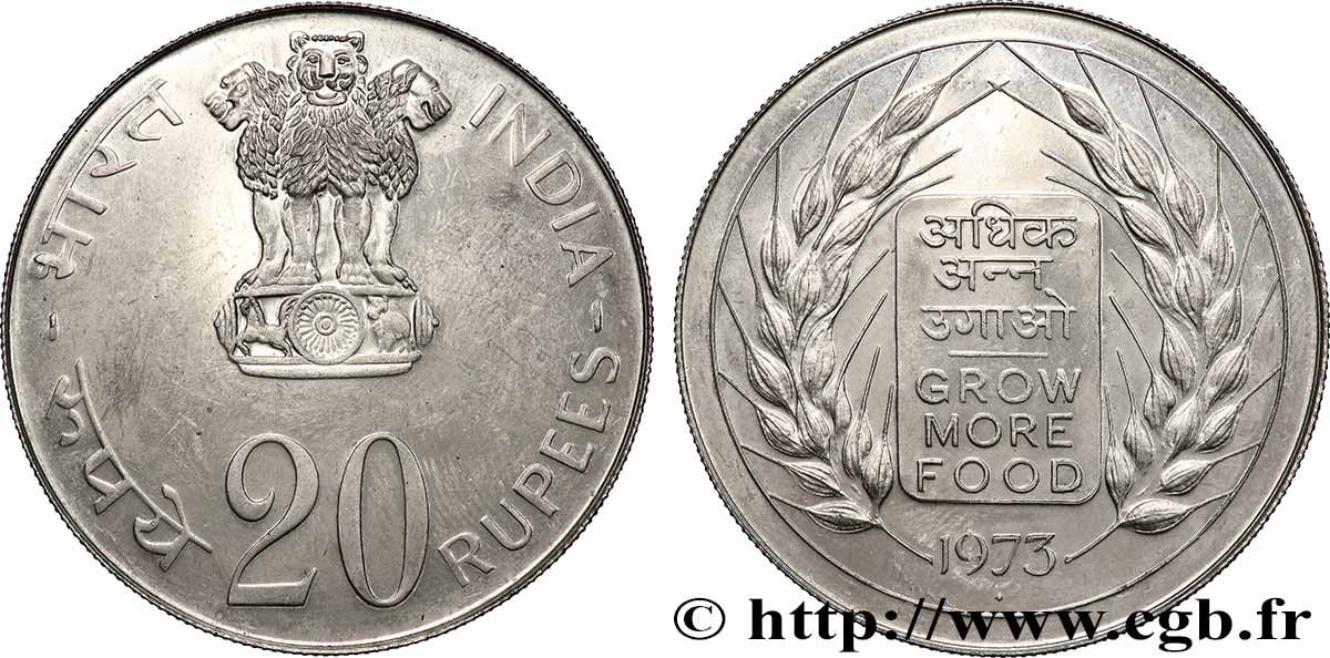 INDIA
20 Roupies FAO 1973 SC