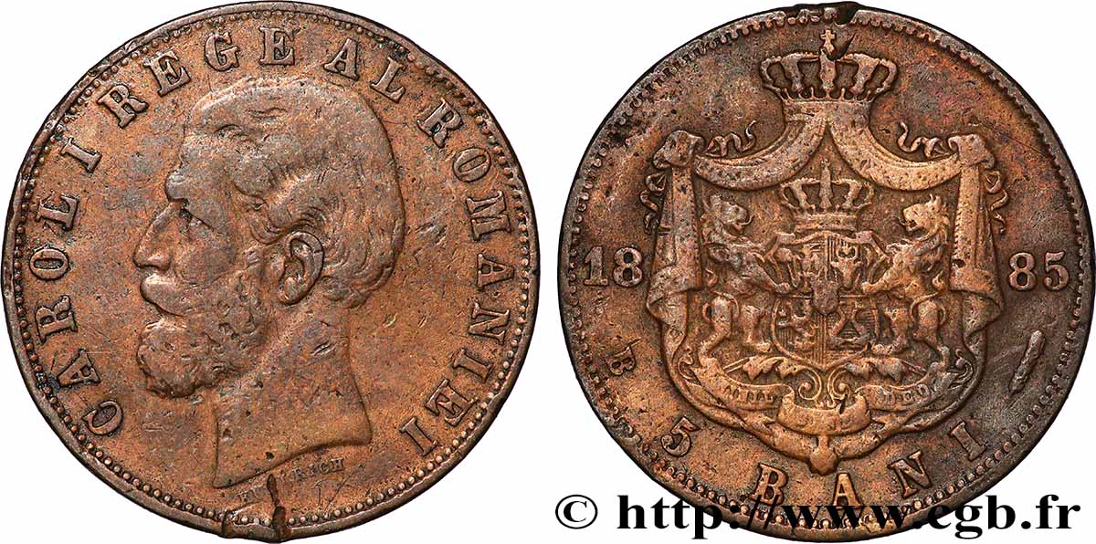 ROMANIA 5 Bani Charles Ier 1885 Bucarest VF