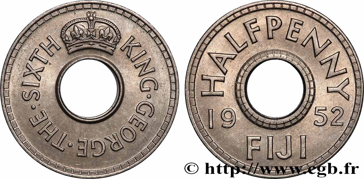 FIDSCHIINSELN 1/2 Penny frappe au nom du roi Georges VI 1952 Londres fST