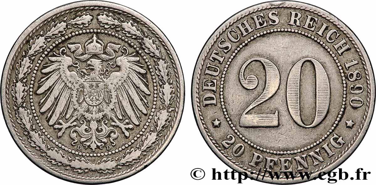ALLEMAGNE 20 Pfennig 1890/80 Munich TTB