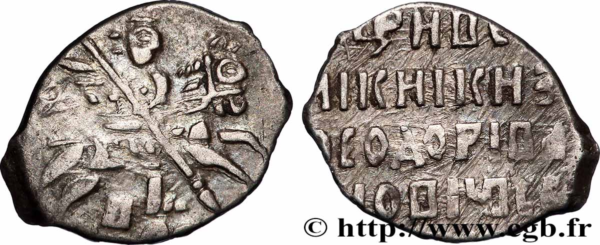 RUSSIA - FEDOR I 1 Denga (1584-1593) Novgorod AU