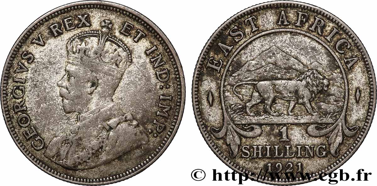 AFRICA DI L EST BRITANNICA 1 Shilling Georges V 1921 British Royal Mint MB