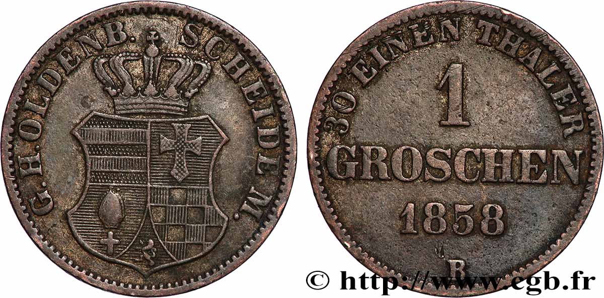 DEUTSCHLAND - OLDENBURG 1 Silber Groschen 1858 SS