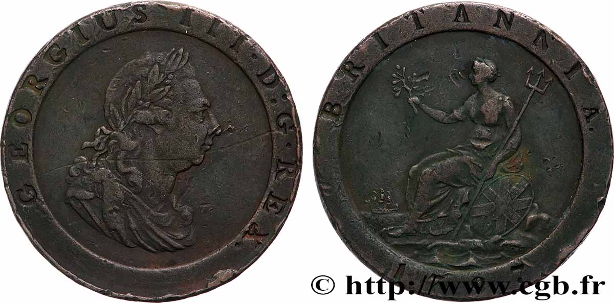 UNITED KINGDOM 1 Penny Georges III 1797 Soho XF