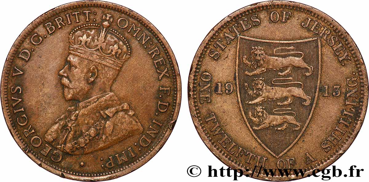 JERSEY 1/12 Shilling Georges V 1913 Londres XF