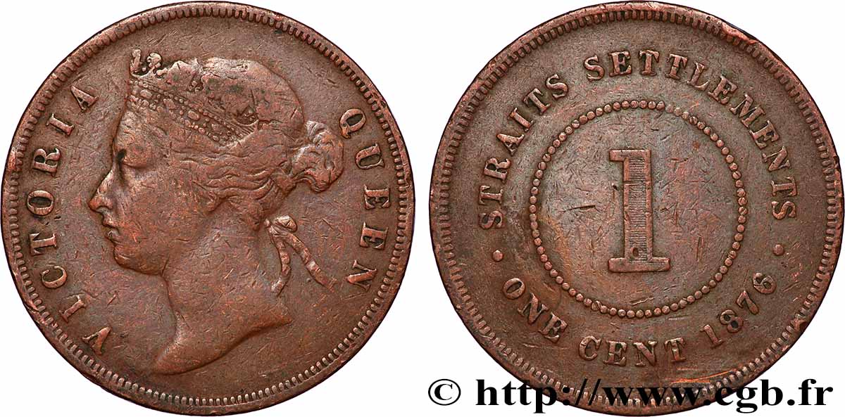 MALAISIE - ÉTABLISSEMENTS DES DÉTROITS 1 Cent Victoria 1876 TB